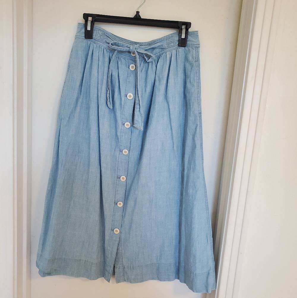 Madewell Palisade Button-Front Midi Skirt In Chambray